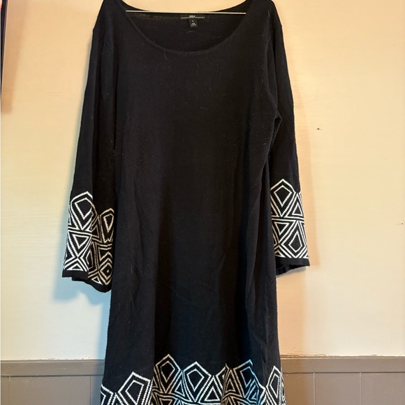 R&K Black Dress with White Geometric Accents - Picture 1 of 2